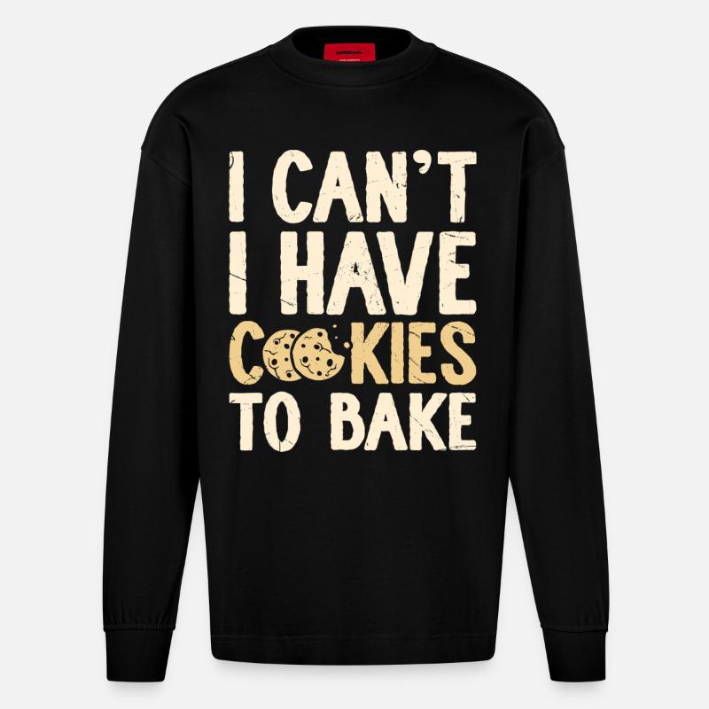 Baking Baker Bakery - Heavyweight Oversized Organic Longsleeve Shirt Made in EU - SOLID BLACK