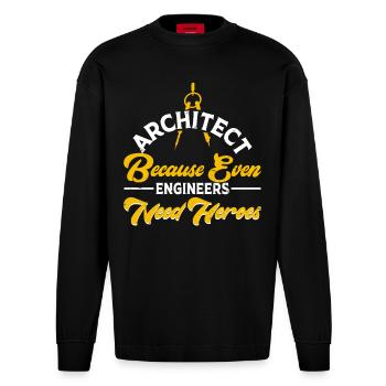 Architecte - Manches longues bio épais oversize fabriqué en UE - SOLID BLACK - Devant