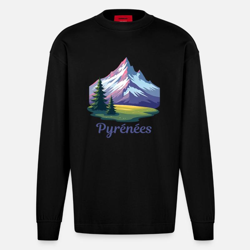 Pyrenaeen Pyrenees - Heavyweight Oversized Organic Langarmshirt Made in EU - SOLID BLACK
