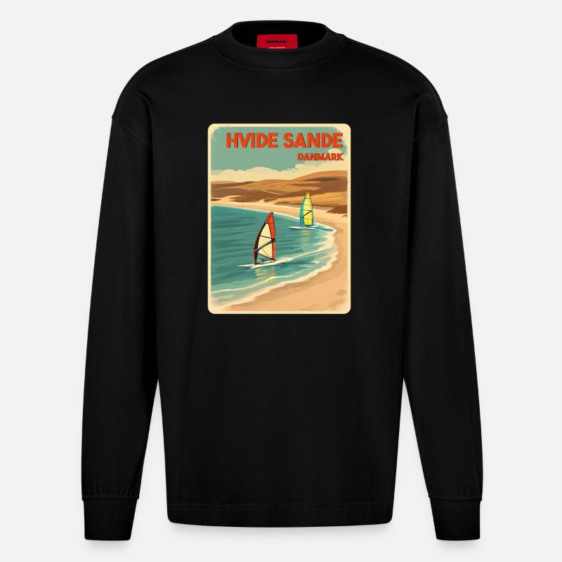 Hvide Sande, alternativement, Danemark - Manches longues bio épais oversize fabriqué en UE - SOLID BLACK