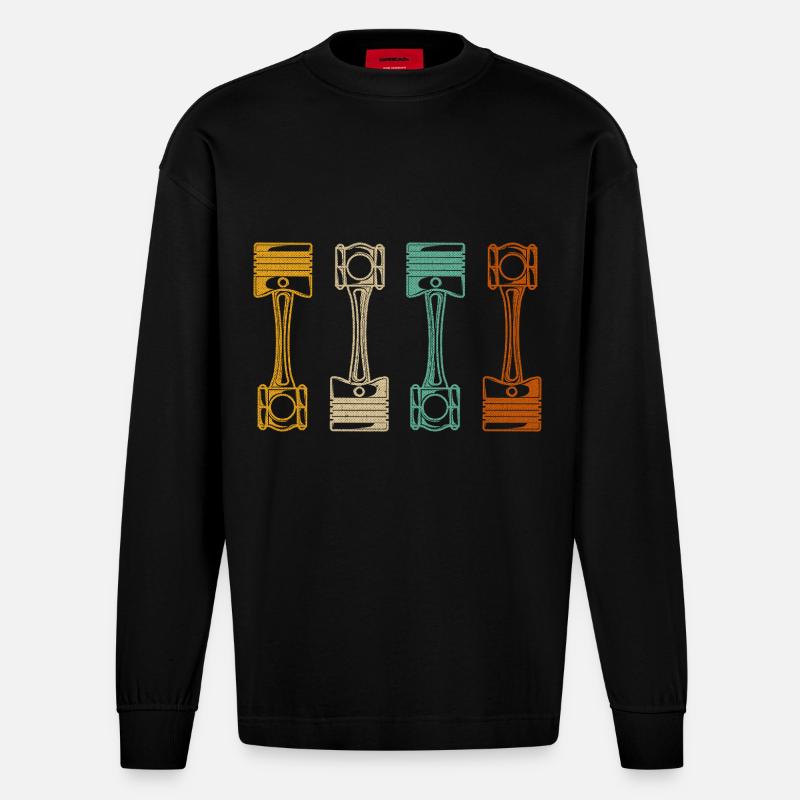Mécanicien de voitures rétro - Manches longues bio épais oversize fabriqué en UE - SOLID BLACK
