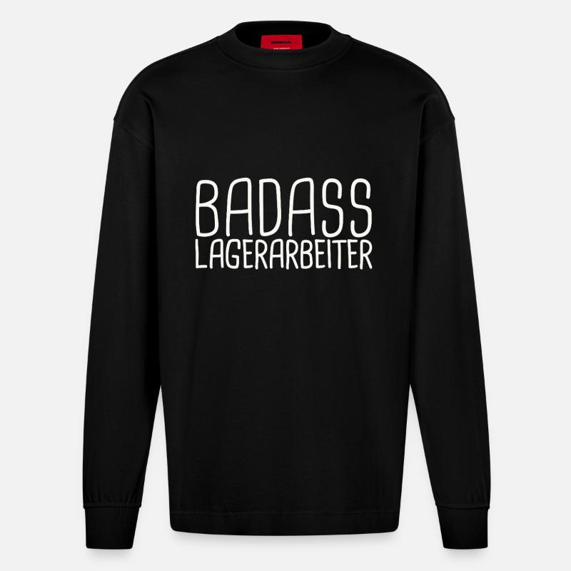 Lagerarbeiter Badass - Heavyweight Oversized Organic Langarmshirt Made in EU - SOLID BLACK