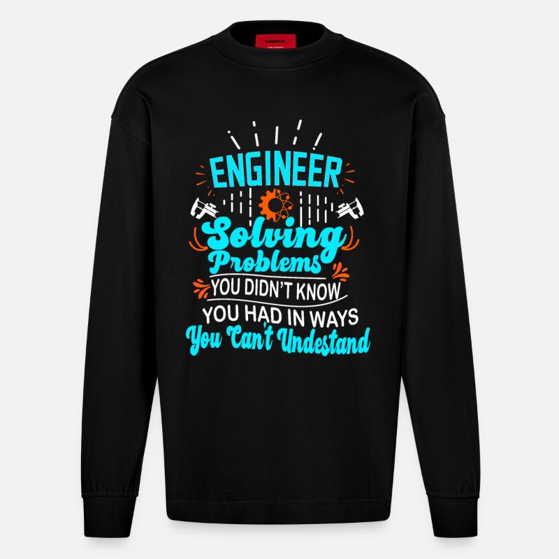 Computer Science Computer Scientist Gift - Heavyweight Oversized Organic Langarmshirt Made in EU - SOLID BLACK