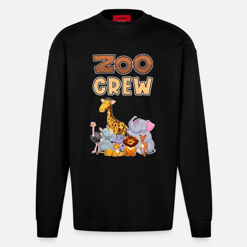 Zoo Crew Zoo Excursion Enfants - Manches longues bio épais oversize fabriqué en UE - SOLID BLACK