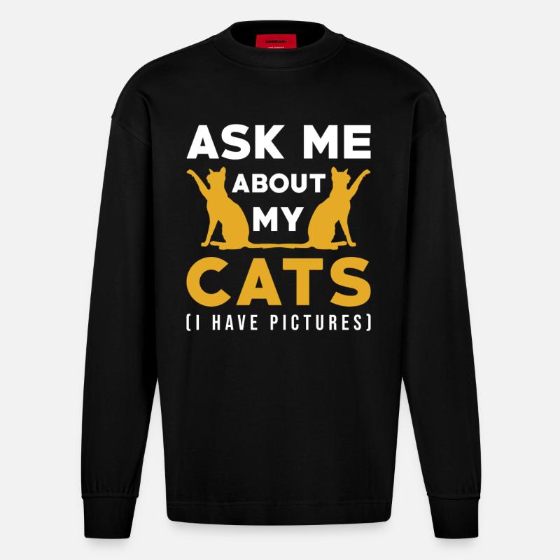 Katzen Geschenk Katzen Spruch - Heavyweight Oversized Organic Langarmshirt Made in EU - SOLID BLACK