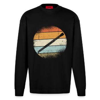 Oboe - Heavyweight Oversized Organic Langarmshirt Made in EU - SOLID BLACK - Vorne