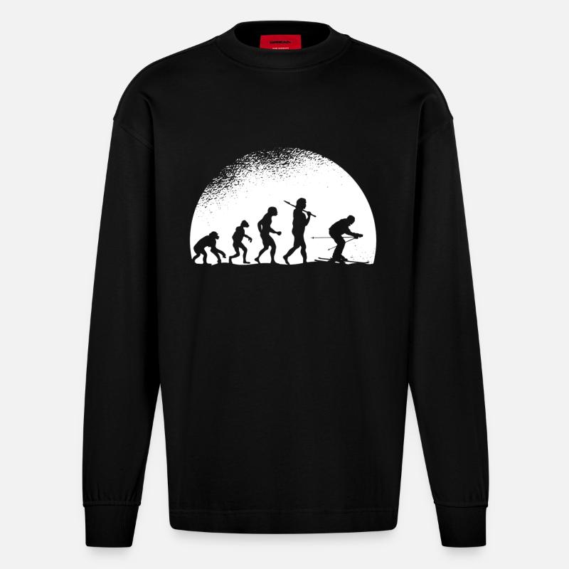 Evolution Ski - Heavyweight Oversized Organic Longsleeve Shirt Made in EU - SOLID BLACK