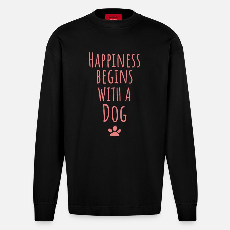 Hunde Spruch - Heavyweight Oversized Organic Langarmshirt Made in EU - SOLID BLACK