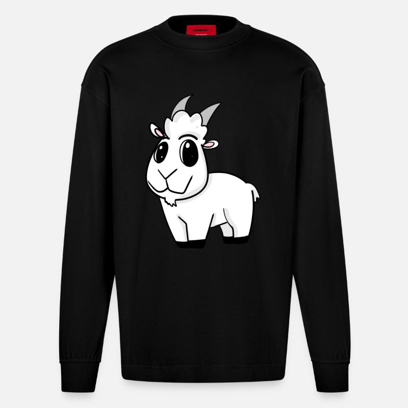 Ziege Ziegenbock Bock - Heavyweight Oversized Organic Langarmshirt Made in EU - SOLID BLACK