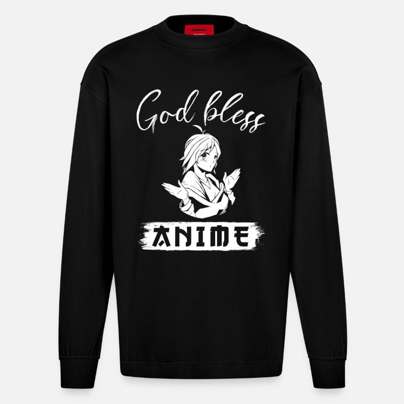 Anime - Heavyweight Oversized Organic Langarmshirt Made in EU - SOLID BLACK