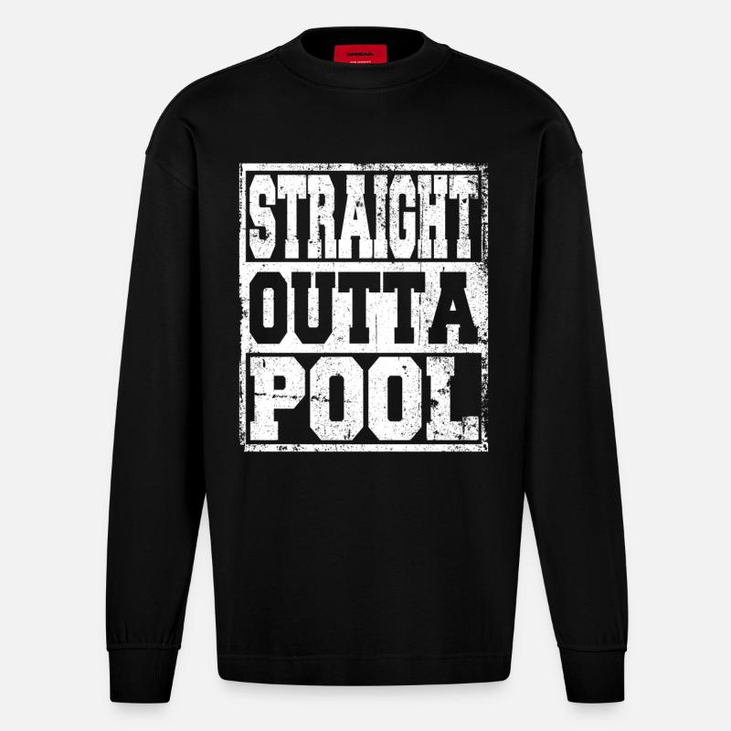Pool Spruch lustig - Heavyweight Oversized Organic Langarmshirt Made in EU - SOLID BLACK