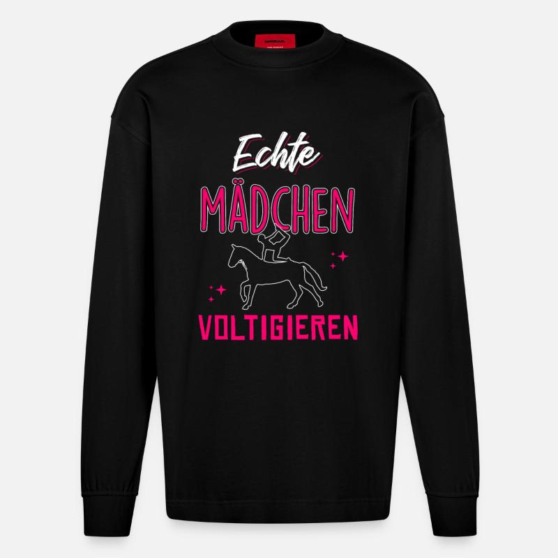 Echte Mädchen Voltigieren - Heavyweight Oversized Organic Langarmshirt Made in EU - SOLID BLACK