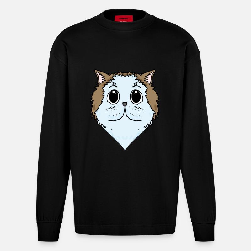 Chat persan Chat Race Chat - Manches longues bio épais oversize fabriqué en UE - SOLID BLACK
