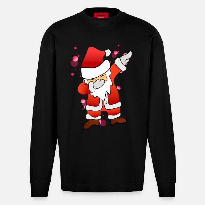 Dabbing Nicholas - Heavyweight Oversized Organic Longsleeve Shirt Made in EU - SOLID BLACK