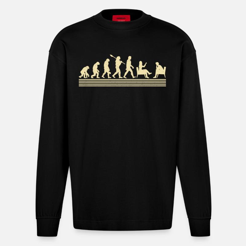 Evolution Des Schulberaters - Heavyweight Oversized Organic Langarmshirt Made in EU - SOLID BLACK