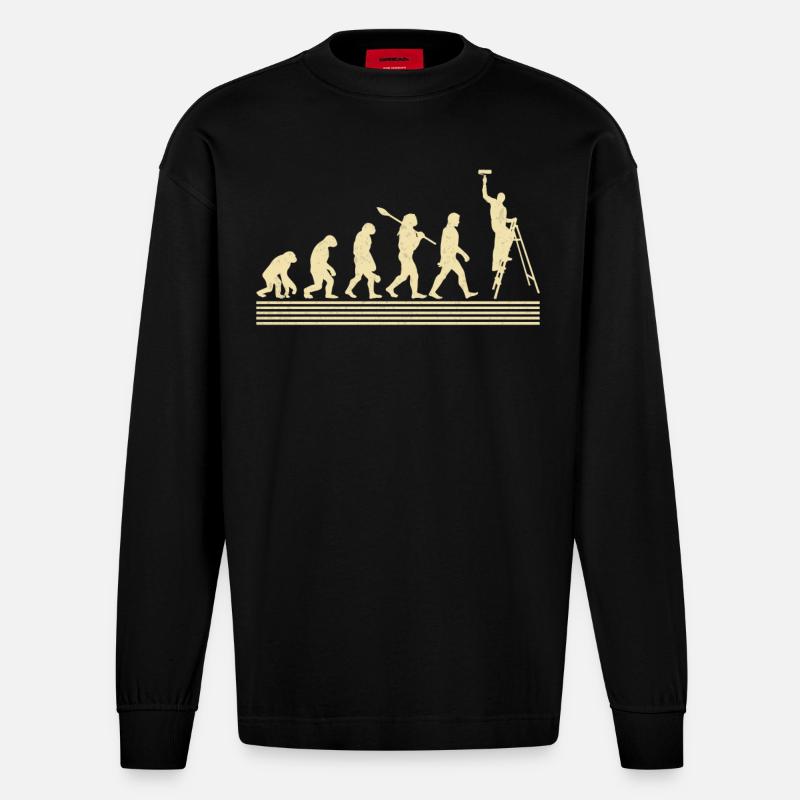 Painter evolution - Heavyweight Oversized Organic Longsleeve Shirt Made in EU - SOLID BLACK