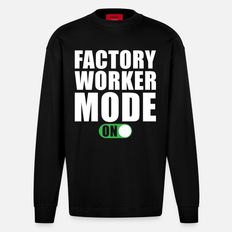 Mode Ouvrier d’usine activé - Manches longues bio épais oversize fabriqué en UE - SOLID BLACK