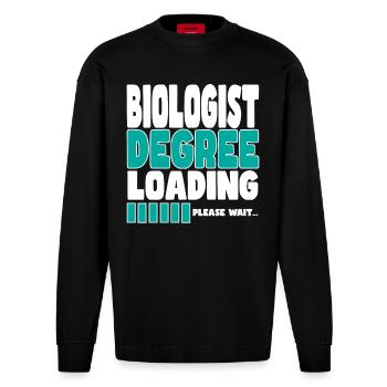 Biologist invites training - Heavyweight Oversized Organic Longsleeve Shirt Made in EU - SOLID BLACK - Front