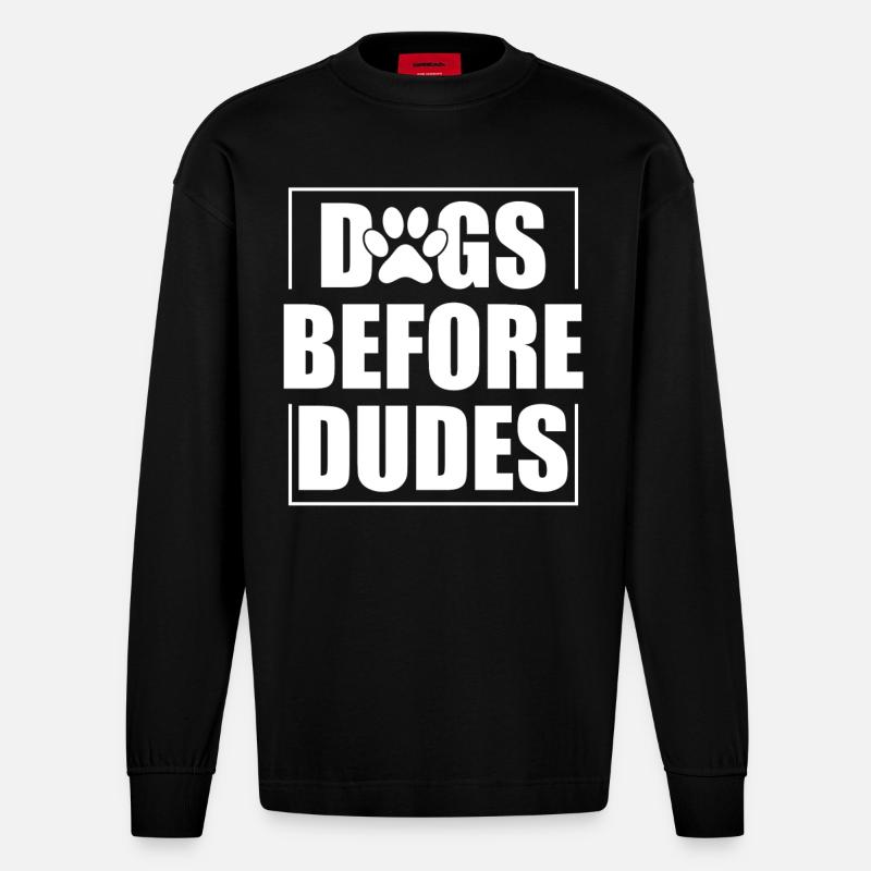 Hunde Vor Kerle - Heavyweight Oversized Organic Langarmshirt Made in EU - SOLID BLACK