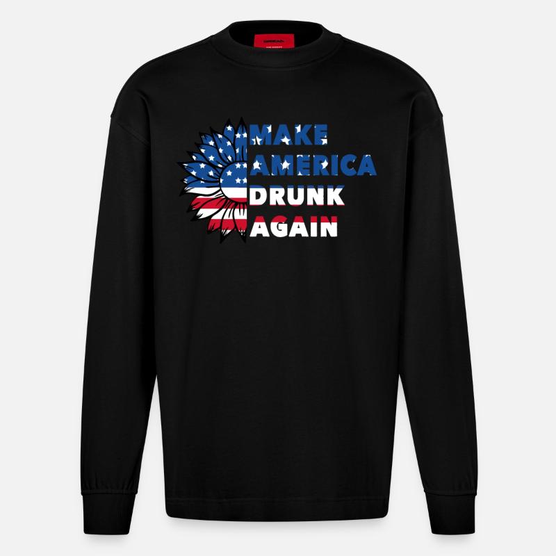 Make America Drunk again - Heavyweight Oversized Organic Langarmshirt Made in EU - SOLID BLACK