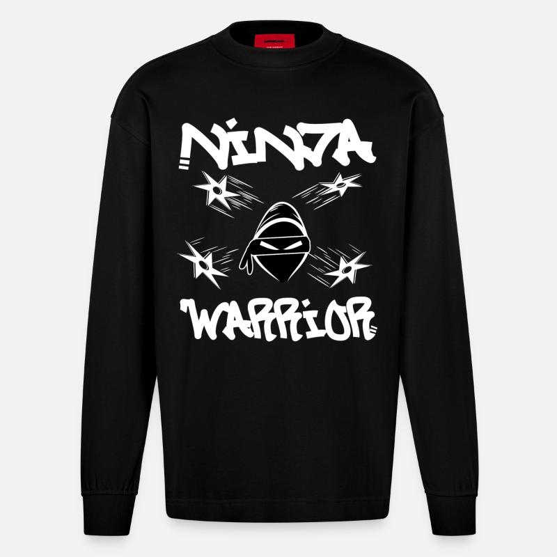 Ninja Warrior - Heavyweight Oversized Organic Langarmshirt Made in EU - SOLID BLACK