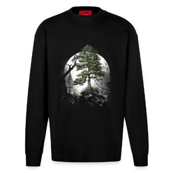 Forêt Nature Nature Amoureux Arbres Arbre - Manches longues bio épais oversize fabriqué en UE - SOLID BLACK - Devant
