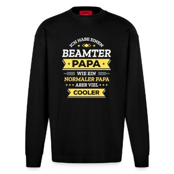 BEAMTER PAPA COOL, OFFIZIELL, STIL, SERVICE - Heavyweight Oversized Organic Langarmshirt Made in EU - SOLID BLACK - Vorne