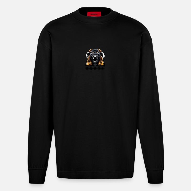 BEAST by Cheerzstore - Heavyweight Oversized Organic Langarmshirt Made in EU - SOLID BLACK