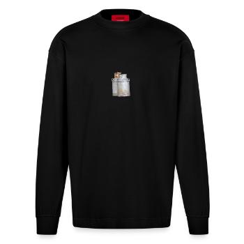lait - Manches longues bio épais oversize fabriqué en UE - SOLID BLACK - Devant