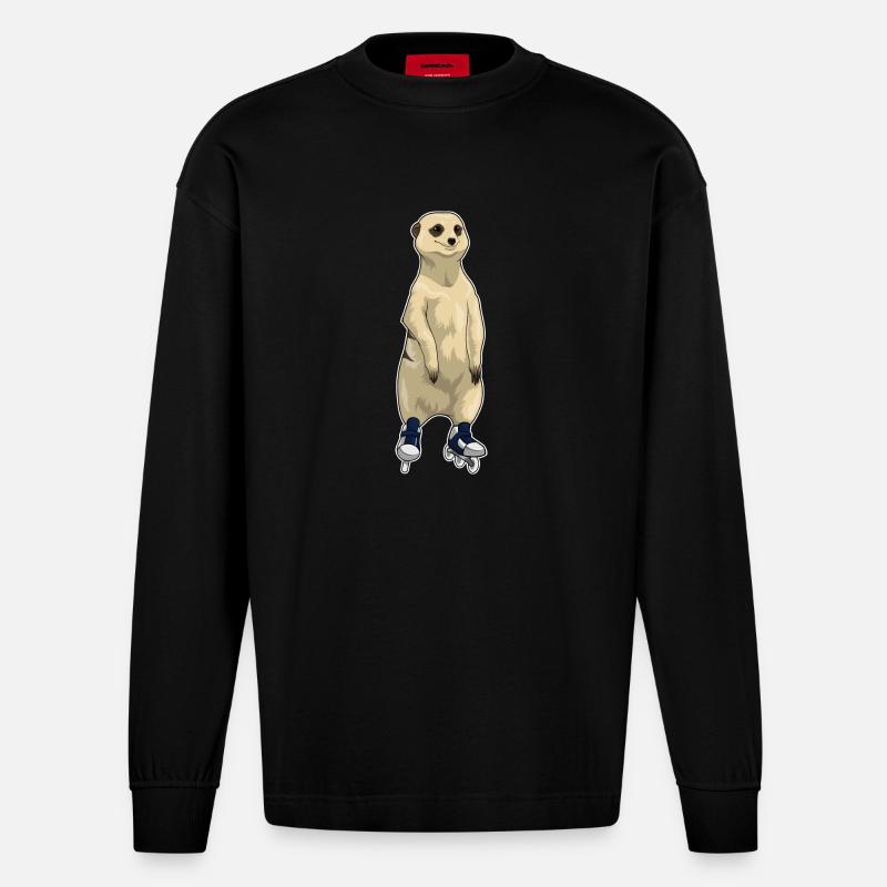 Erdmännchen Inline skating Inline skates - Heavyweight Oversized Organic Langarmshirt Made in EU - SOLID BLACK