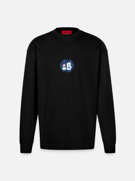 snowman b - Heavyweight Oversized Organic Longsleeve Shirt Made in EU - SOLID BLACK