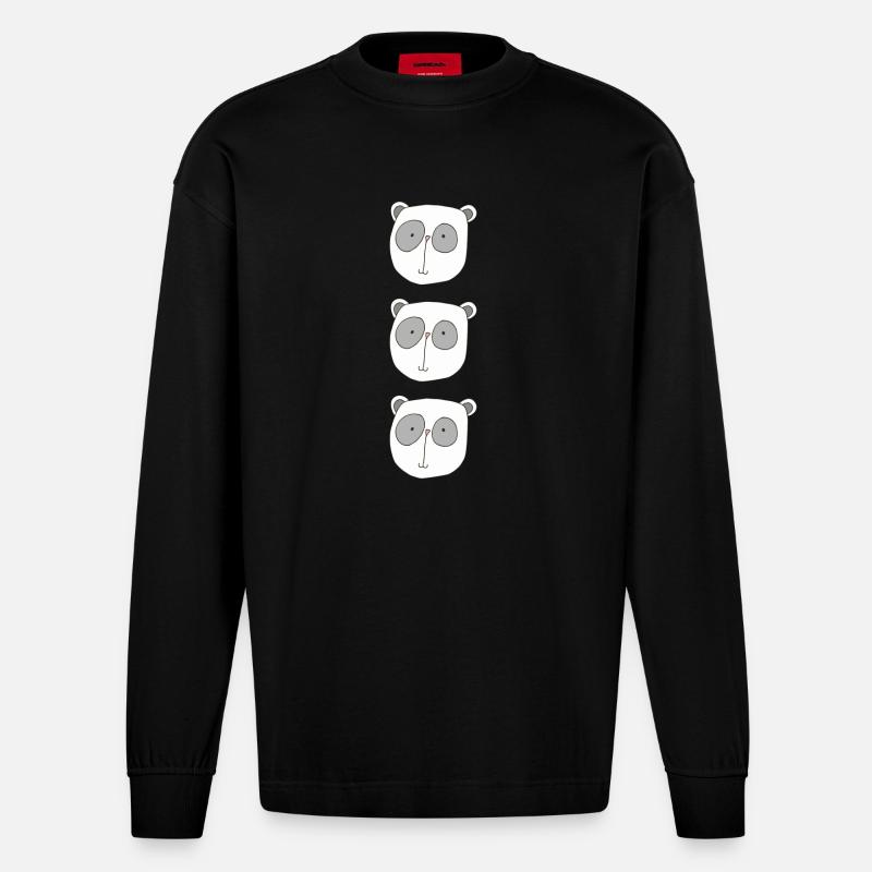 koala bär dreifach - Heavyweight Oversized Organic Langarmshirt Made in EU - SOLID BLACK