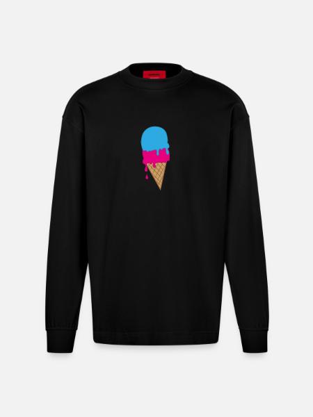 ice-cream - Manches longues bio épais oversize fabriqué en UE - SOLID BLACK