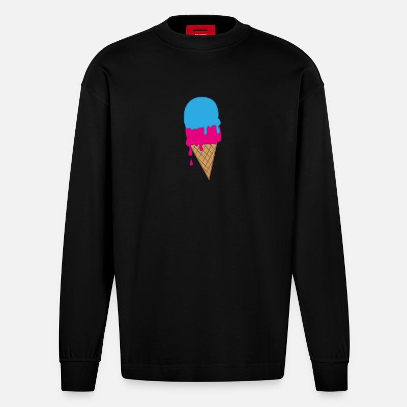 ice creme - Heavyweight Oversized Organic Langarmshirt Made in EU - SOLID BLACK