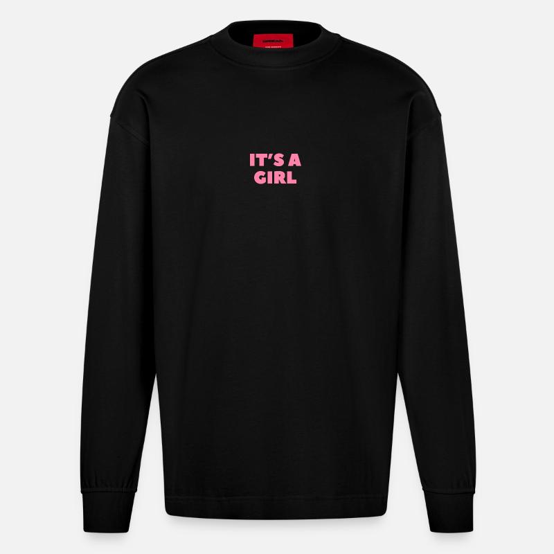 It's a Girl - Heavyweight Oversized Organic Langarmshirt Made in EU - SOLID BLACK