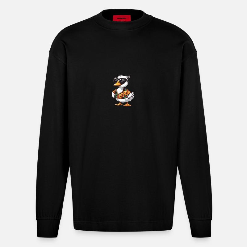 Goose Comic Cool Summer - Heavyweight Oversized Organic Longsleeve Shirt Made in EU - SOLID BLACK