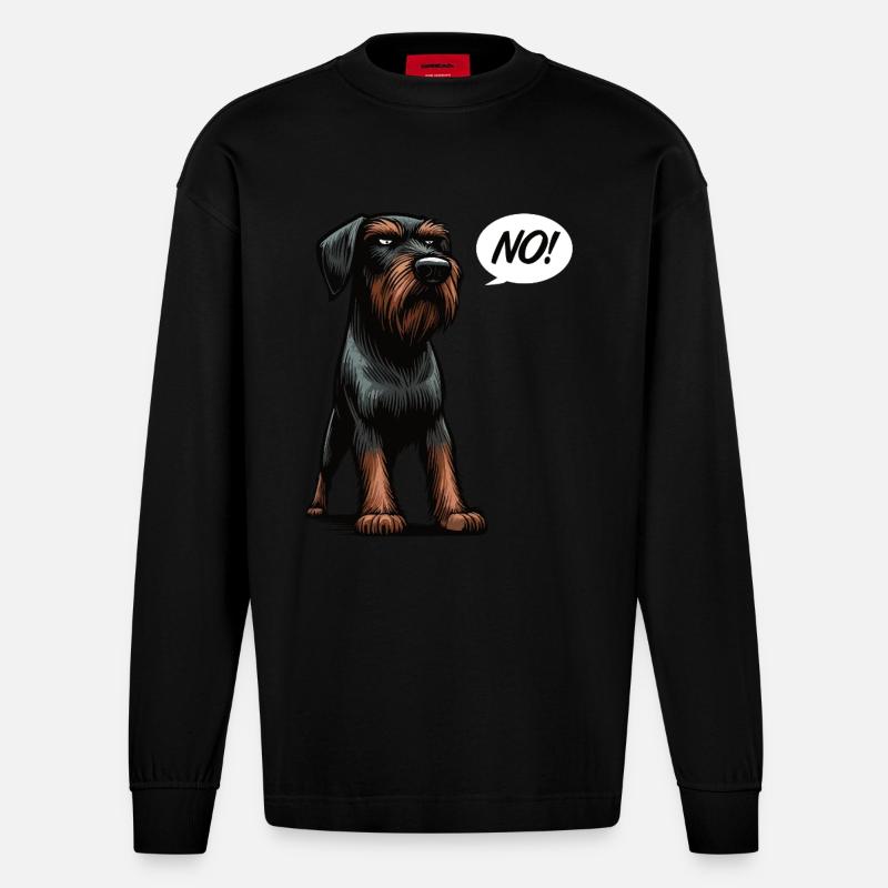 No Deutsch Drahthaar Deutsch-Drahthaar Besitzer - Heavyweight Oversized Organic Langarmshirt Made in EU - SOLID BLACK