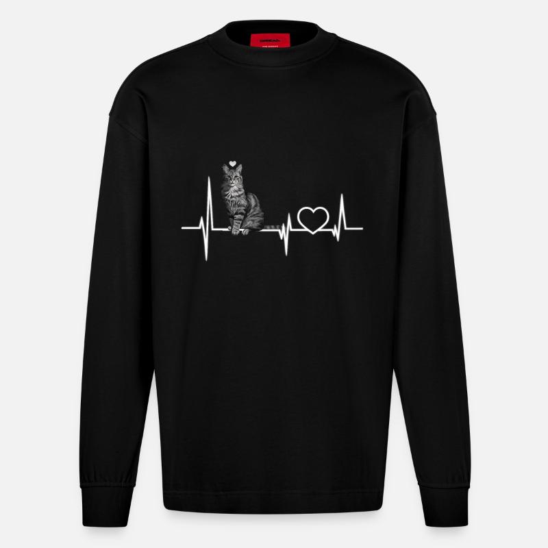 Chat - Manches longues bio épais oversize fabriqué en UE - SOLID BLACK