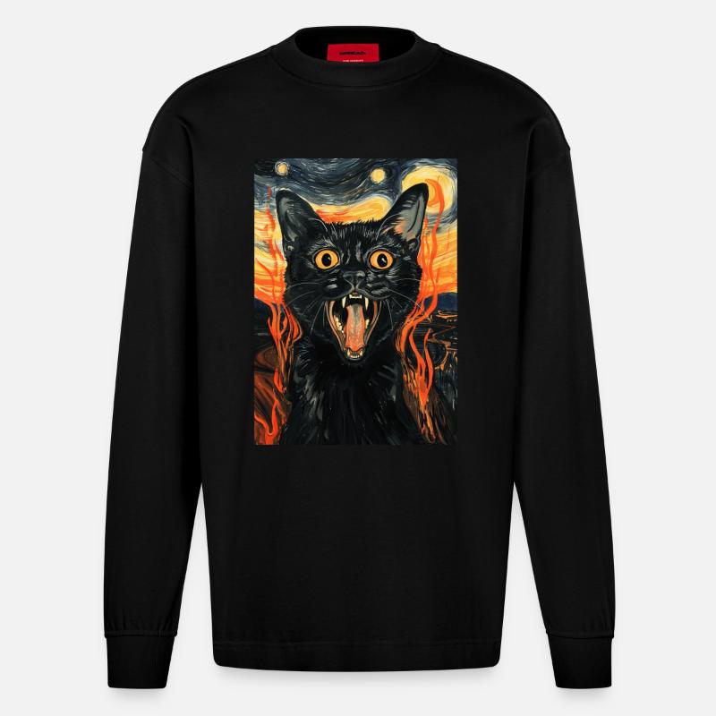 Chat - Manches longues bio épais oversize fabriqué en UE - SOLID BLACK