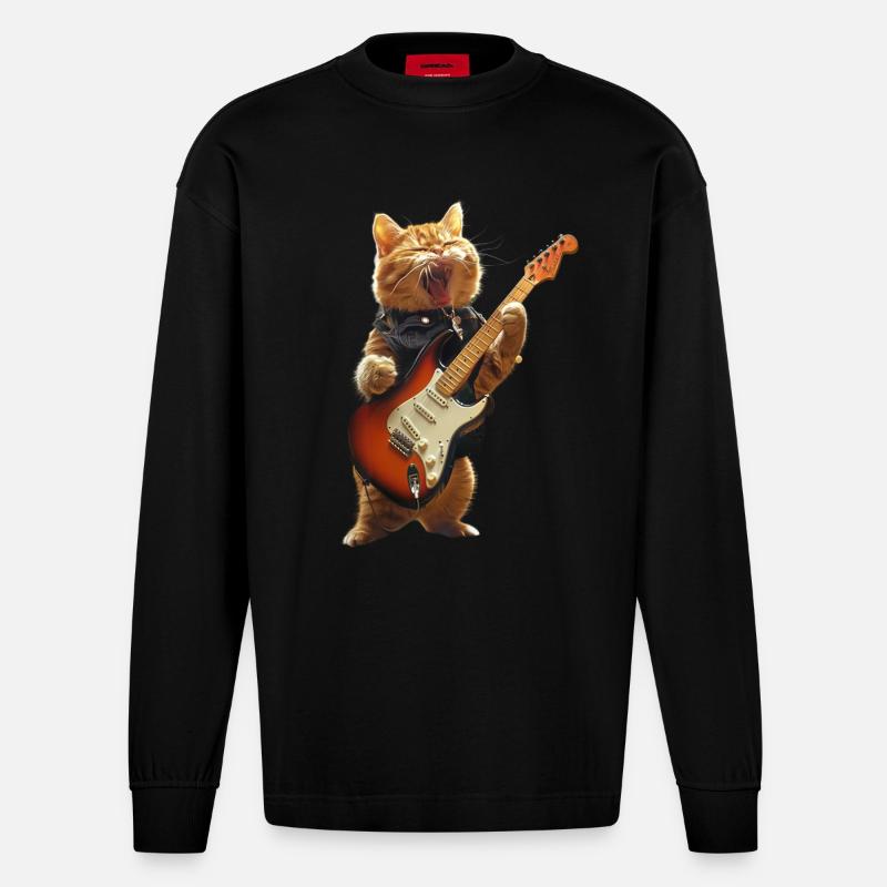 Chat - Manches longues bio épais oversize fabriqué en UE - SOLID BLACK
