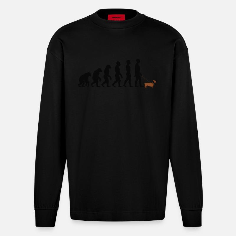 Dackel - Heavyweight Oversized Organic Langarmshirt Made in EU - SOLID BLACK