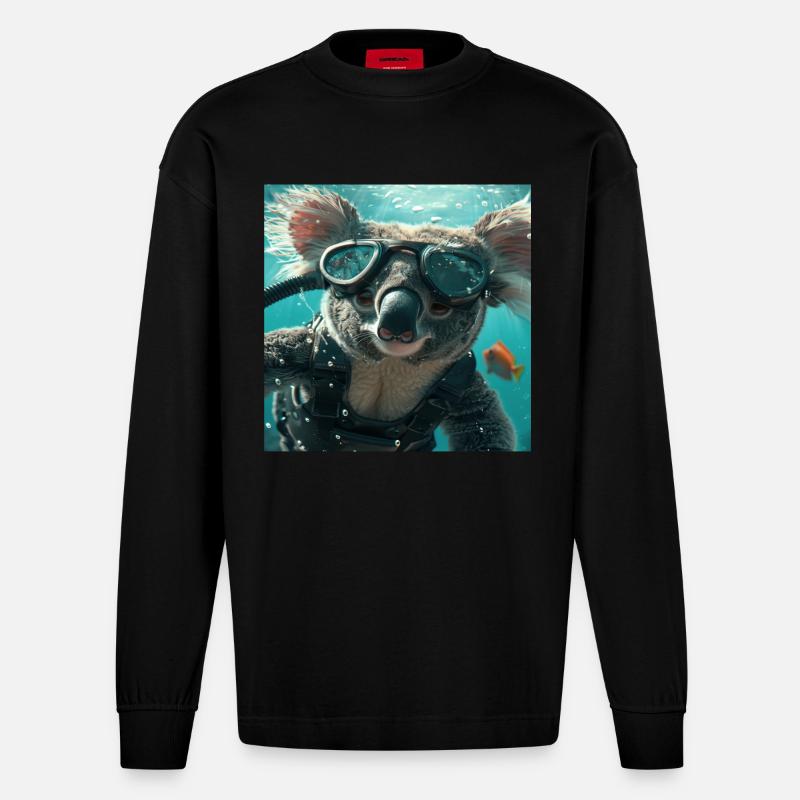 Koala - Heavyweight Oversized Organic Langarmshirt Made in EU - SOLID BLACK