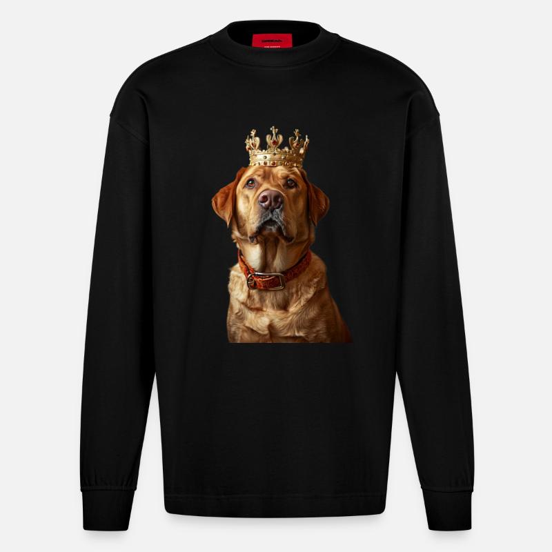 Labrador Retriever - Heavyweight Oversized Organic Langarmshirt Made in EU - SOLID BLACK