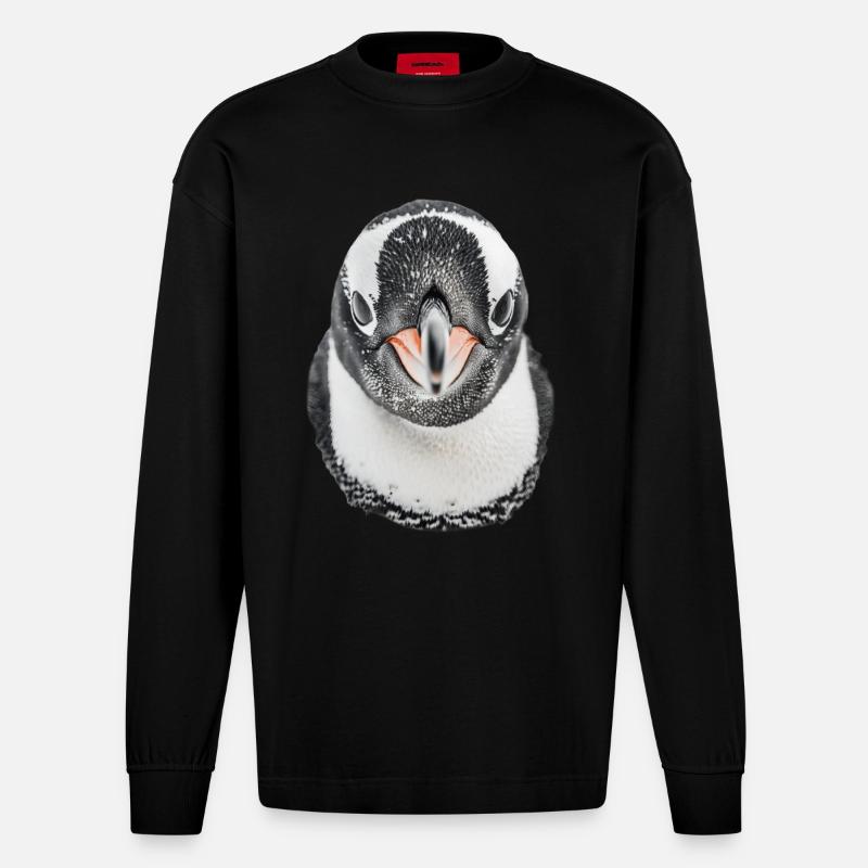 Penguin - Heavyweight Oversized Organic Longsleeve Shirt Made in EU - SOLID BLACK