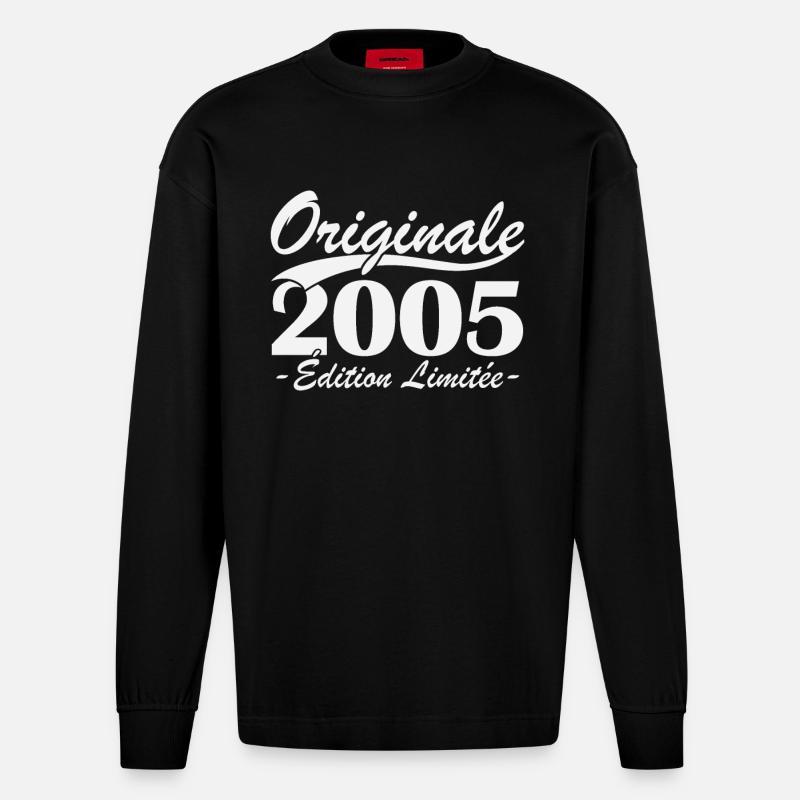 Originale 2005 édition limitée - Manches longues bio épais oversize fabriqué en UE - SOLID BLACK