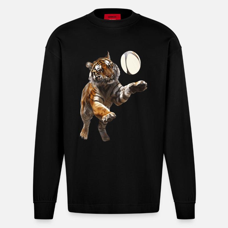 Tiger - Heavyweight Oversized Organic Langarmshirt Made in EU - SOLID BLACK