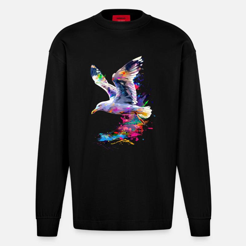 Möwe - Heavyweight Oversized Organic Langarmshirt Made in EU - SOLID BLACK