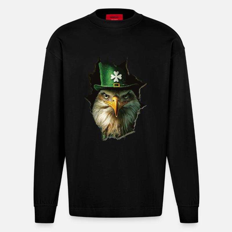 St. Patrick Adler - Heavyweight Oversized Organic Langarmshirt Made in EU - SOLID BLACK