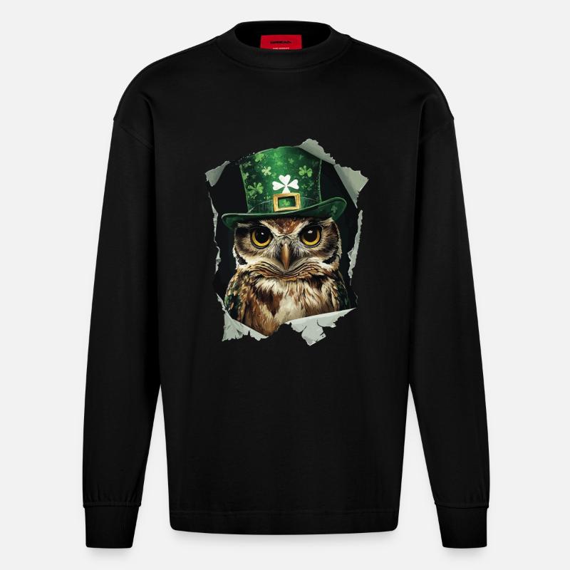 St. Patrick Eule - Heavyweight Oversized Organic Langarmshirt Made in EU - SOLID BLACK