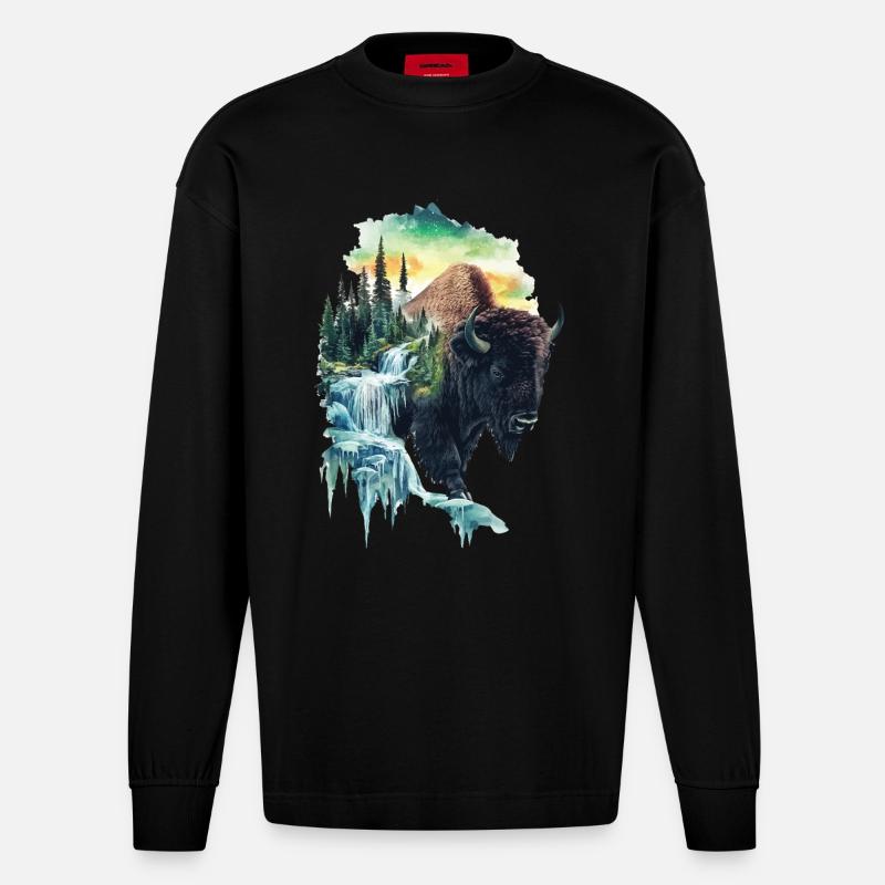 Bison - Heavyweight Oversized Organic Langarmshirt Made in EU - SOLID BLACK